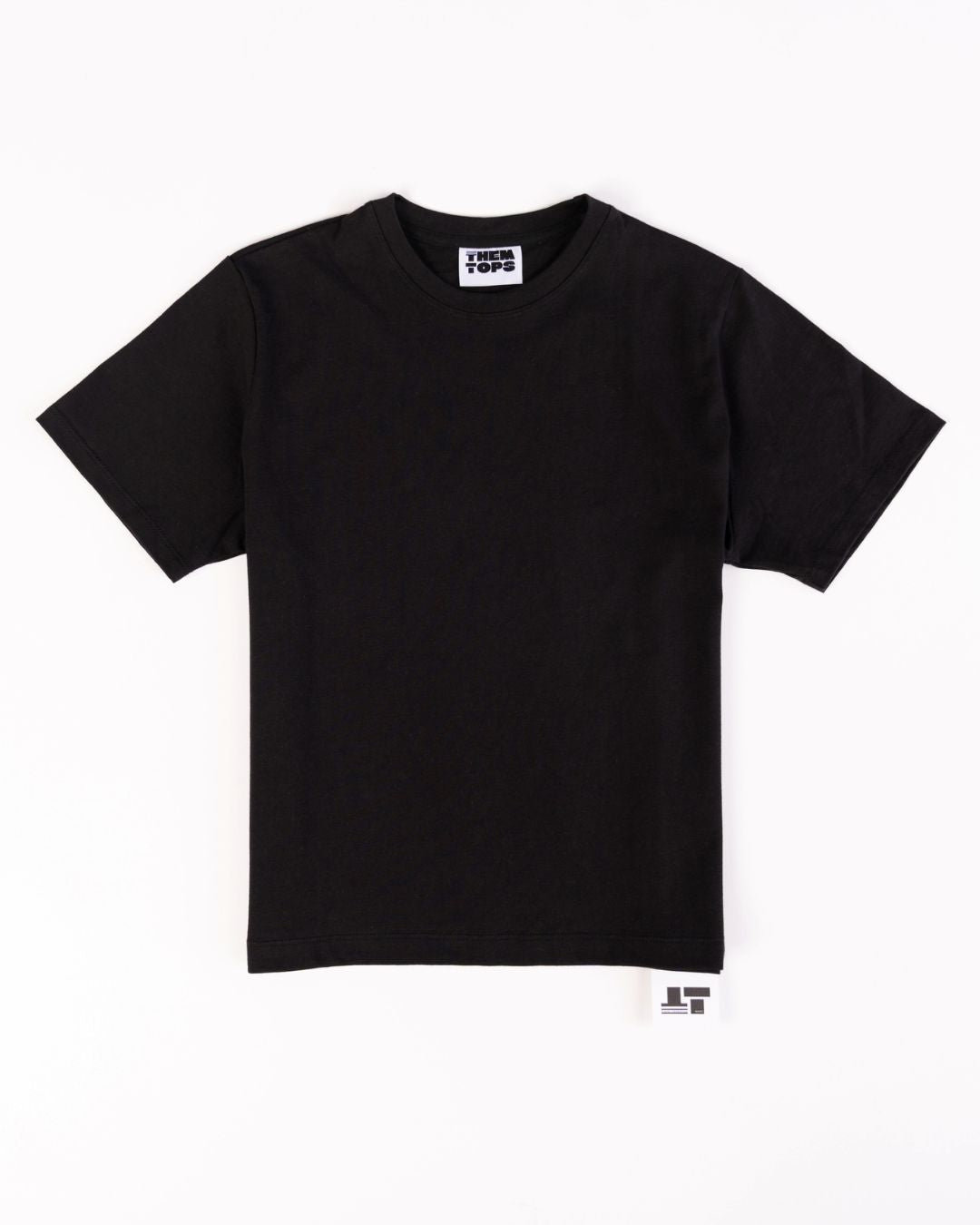 A black short-sleeve crewneck t-shirt 