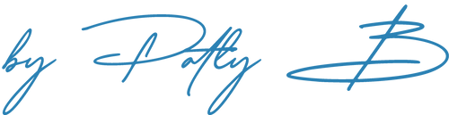 A blue cursive signature reading 'by Patty B' on a plain background.