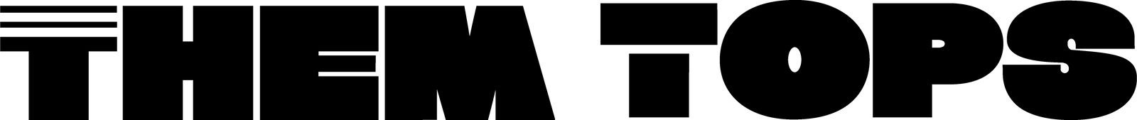 Black rectangular logo block with the text 'THEM TOPS' in bold letters.